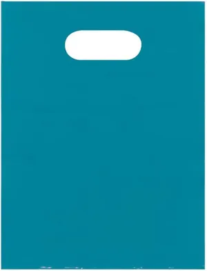 SSWBasics Teal Blue Plastic Merchandise Shopping Bags with Die Cut Handles - Lightweight (9x12) - Pack of 100 - Perfect For Retail, Gifts, Trade Shows and More