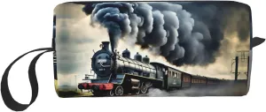 Steam Train Clouds print Travel Cosmetic Bag Gifts for Women Portable Make Up Bags for Women Mother Sister