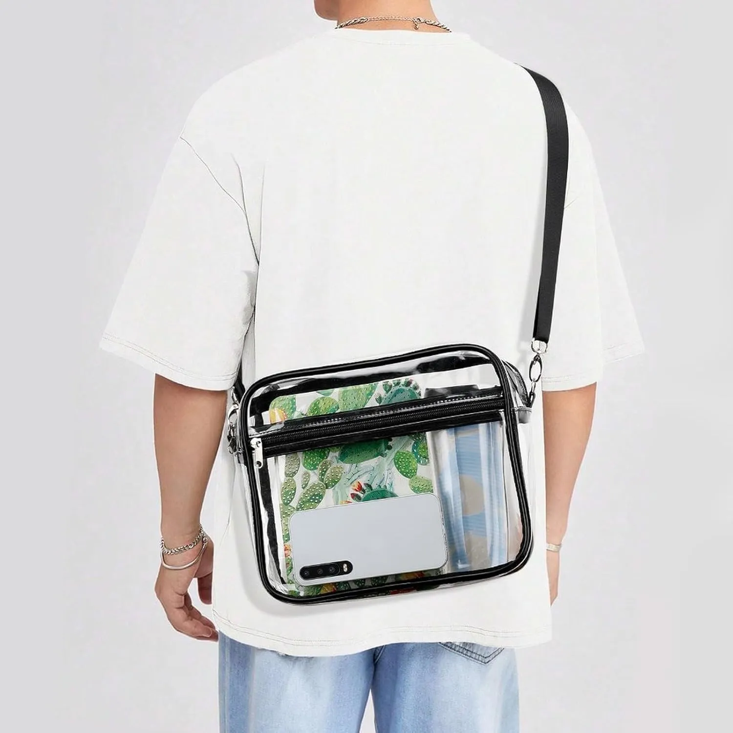 Stylish Clear Crossbody Bag - PVC Transparent Messenger Bag with Adjustable Strap for Work, Travel and Daily Use