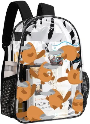 Summer Funny Platypus Heavy Duty Clear Backpack for Women Men Large Capacity Transparent See Through Bag for Concert Stadium Events with Waterproof PVC