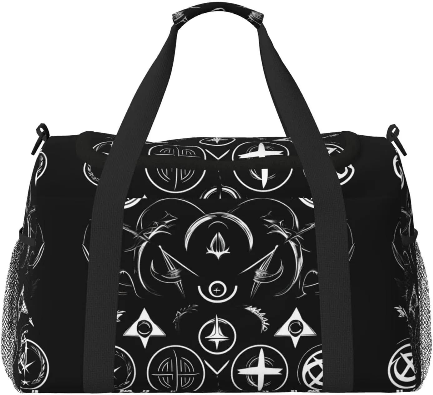 Supernatural Symbols Black print Carry on Bag Underseat forTraveling Personal Item Bag Travel Duffel Bag Gym Bag for Women Men