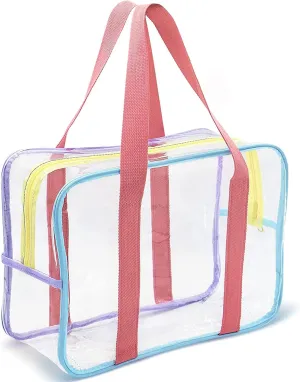 SxoSyo Clear Makeup Bags Large Travel Toiletry Bag for Women Transparent Bag Clear Cosmetic Bags with Handle Bathroom Organizer (Rainbow)