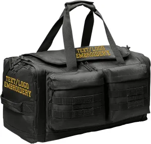 Tactical Gear bag Heavy Duty Duffel Gym bag/Tactical Backpack Custom Embroidered with your own text (Black - Duffel Bag)