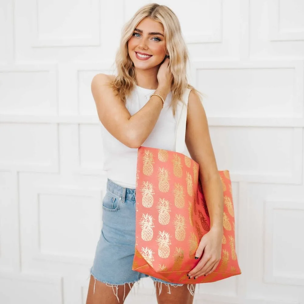 The Pineapple Foil Beach Bag