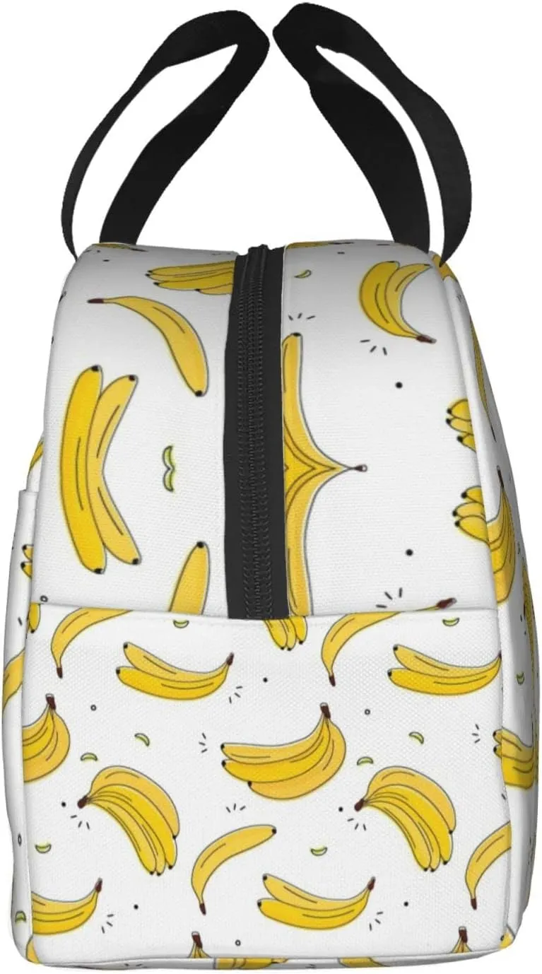 Time For Bananas Reusable Insulated Lunch Bag, 8.5in x 8in x 5in, Polyester, For Women and Men
