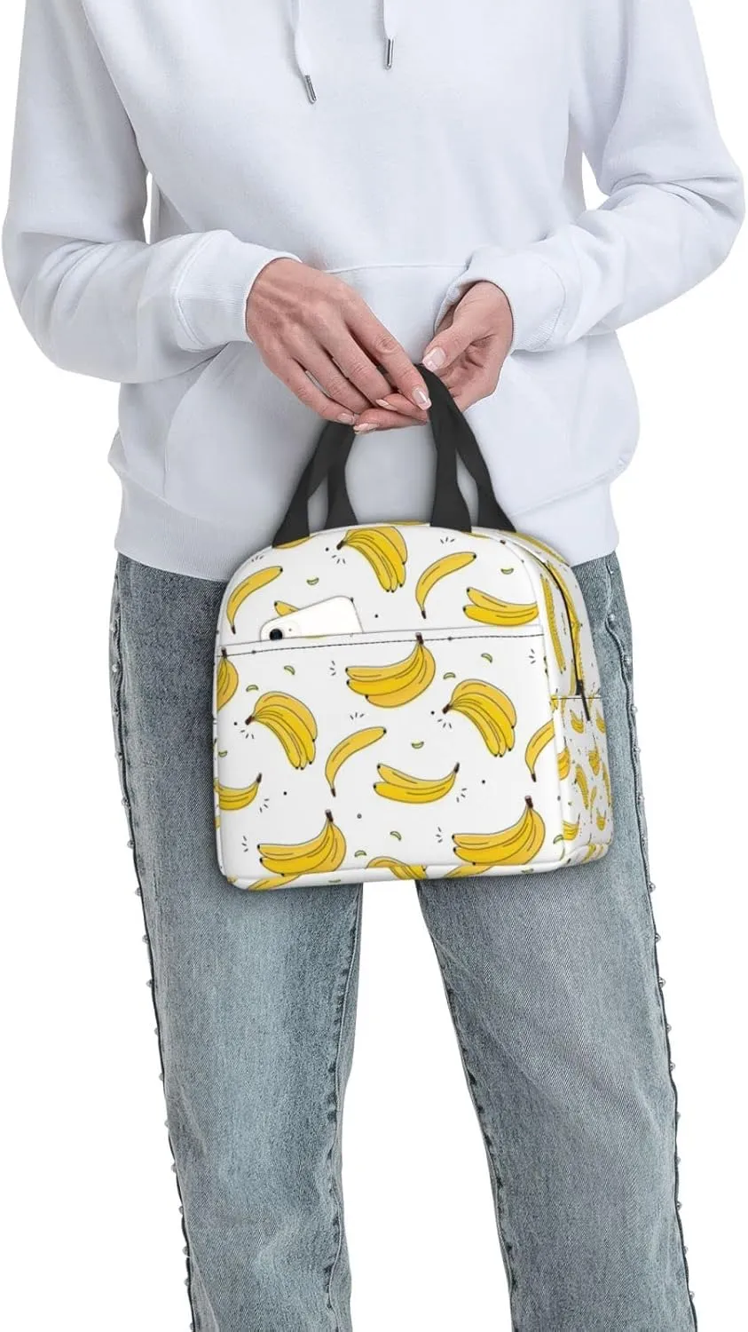 Time For Bananas Reusable Insulated Lunch Bag, 8.5in x 8in x 5in, Polyester, For Women and Men