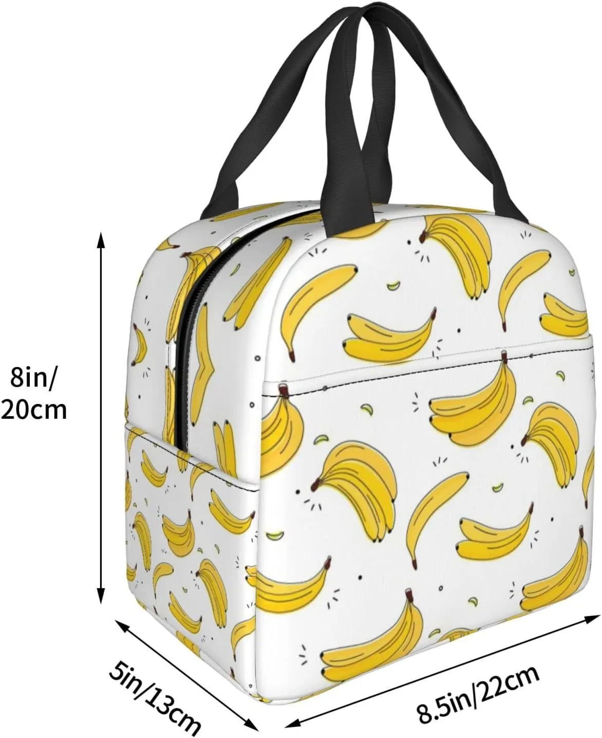 Time For Bananas Reusable Insulated Lunch Bag, 8.5in x 8in x 5in, Polyester, For Women and Men