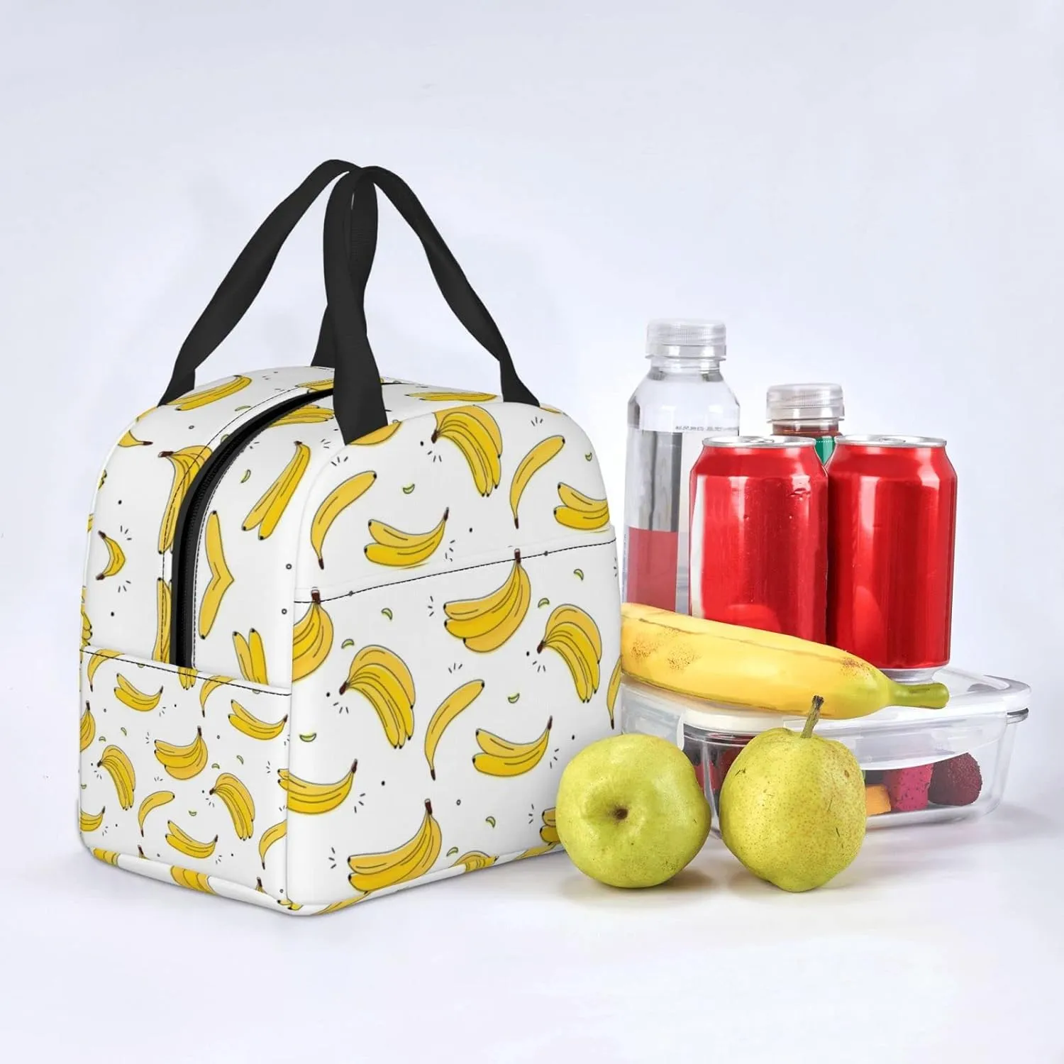 Time For Bananas Reusable Insulated Lunch Bag, 8.5in x 8in x 5in, Polyester, For Women and Men