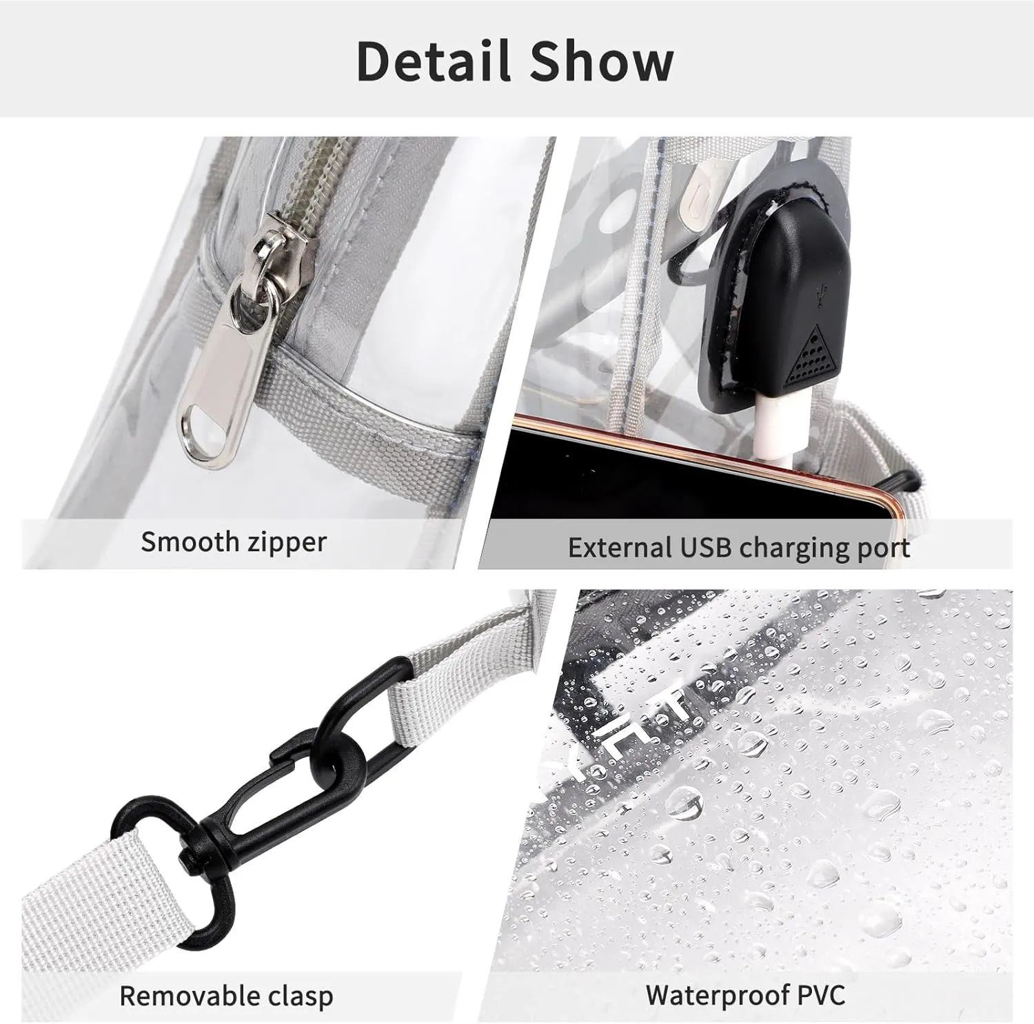 TINYAT Clear Sling Bag Stadium Approved Transparent Bag Crossbody Casual Shoulder Chest Bag for Men Women,T9060
