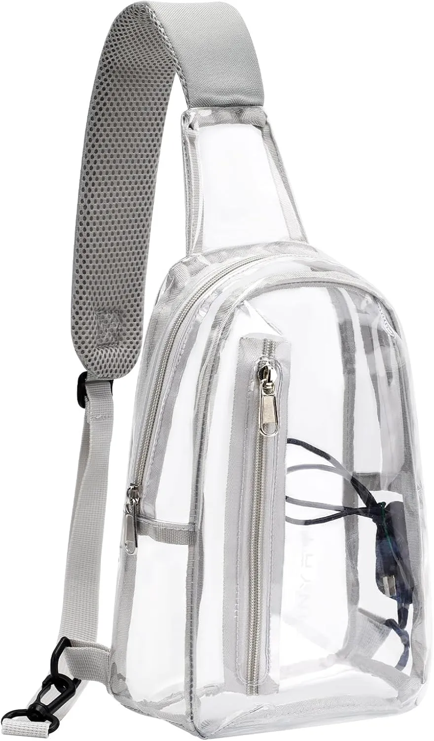 TINYAT Clear Sling Bag Stadium Approved Transparent Bag Crossbody Casual Shoulder Chest Bag for Men Women,T9060