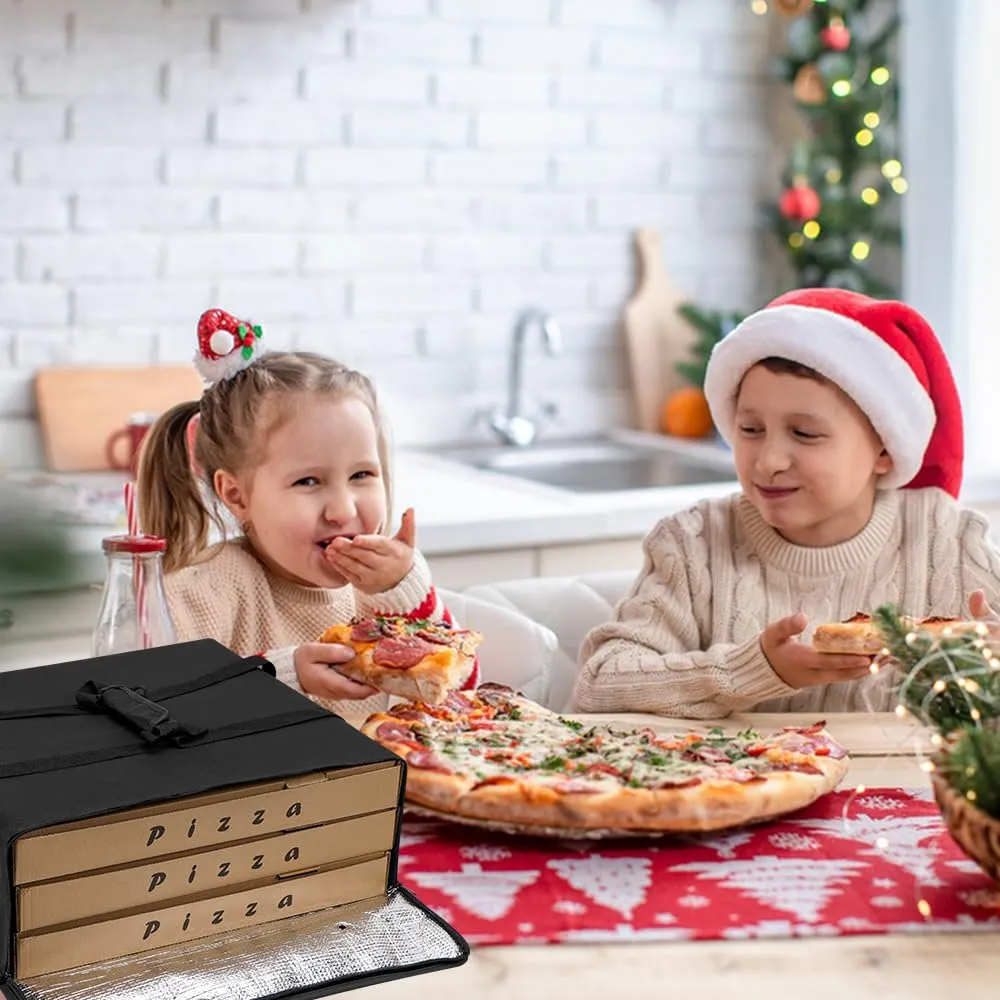 TOGETRUE Pizza Bag, Insulated Pizza Bags for Delivery Carry Hot, Large Pizza Food Delivery Bag for Doordash, Uber Eats, Pizza Warmer Bags for Personal Use, 20 x 20 (Basic Black), TTPZB001B