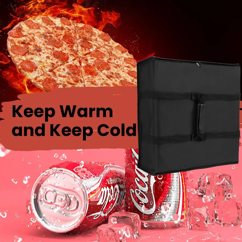 TOGETRUE Pizza Bag, Insulated Pizza Bags for Delivery Carry Hot, Large Pizza Food Delivery Bag for Doordash, Uber Eats, Pizza Warmer Bags for Personal Use, 20 x 20 (Basic Black), TTPZB001B
