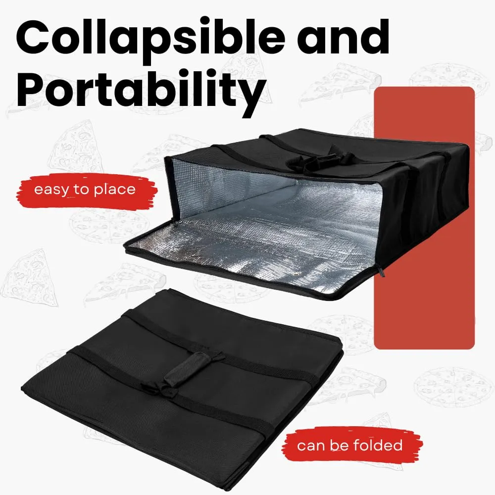 TOGETRUE Pizza Bag, Insulated Pizza Bags for Delivery Carry Hot, Large Pizza Food Delivery Bag for Doordash, Uber Eats, Pizza Warmer Bags for Personal Use, 20 x 20 (Basic Black), TTPZB001B