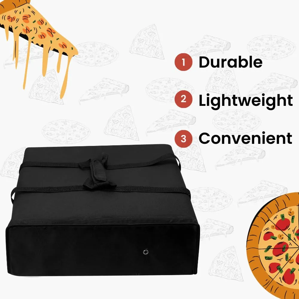 TOGETRUE Pizza Bag, Insulated Pizza Bags for Delivery Carry Hot, Large Pizza Food Delivery Bag for Doordash, Uber Eats, Pizza Warmer Bags for Personal Use, 20 x 20 (Basic Black), TTPZB001B