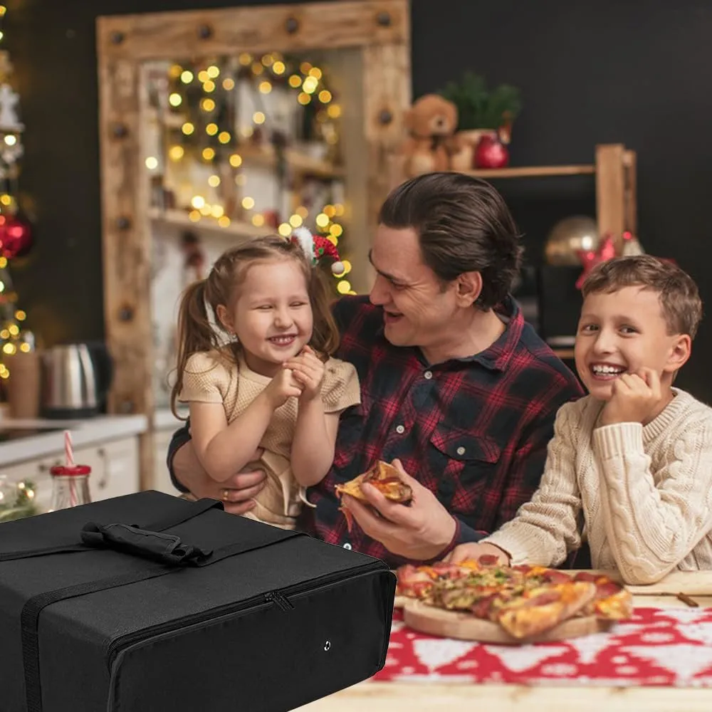 TOGETRUE Pizza Bag, Insulated Pizza Bags for Delivery Carry Hot, Large Pizza Food Delivery Bag for Doordash, Uber Eats, Pizza Warmer Bags for Personal Use, 20 x 20 (Basic Black), TTPZB001B