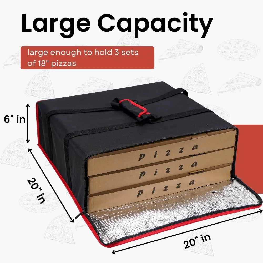 TOGETRUE Pizza Delivery Bag - Insulated Pizza Warmer for Hot Food Delivery, Large Size - 20 x 20