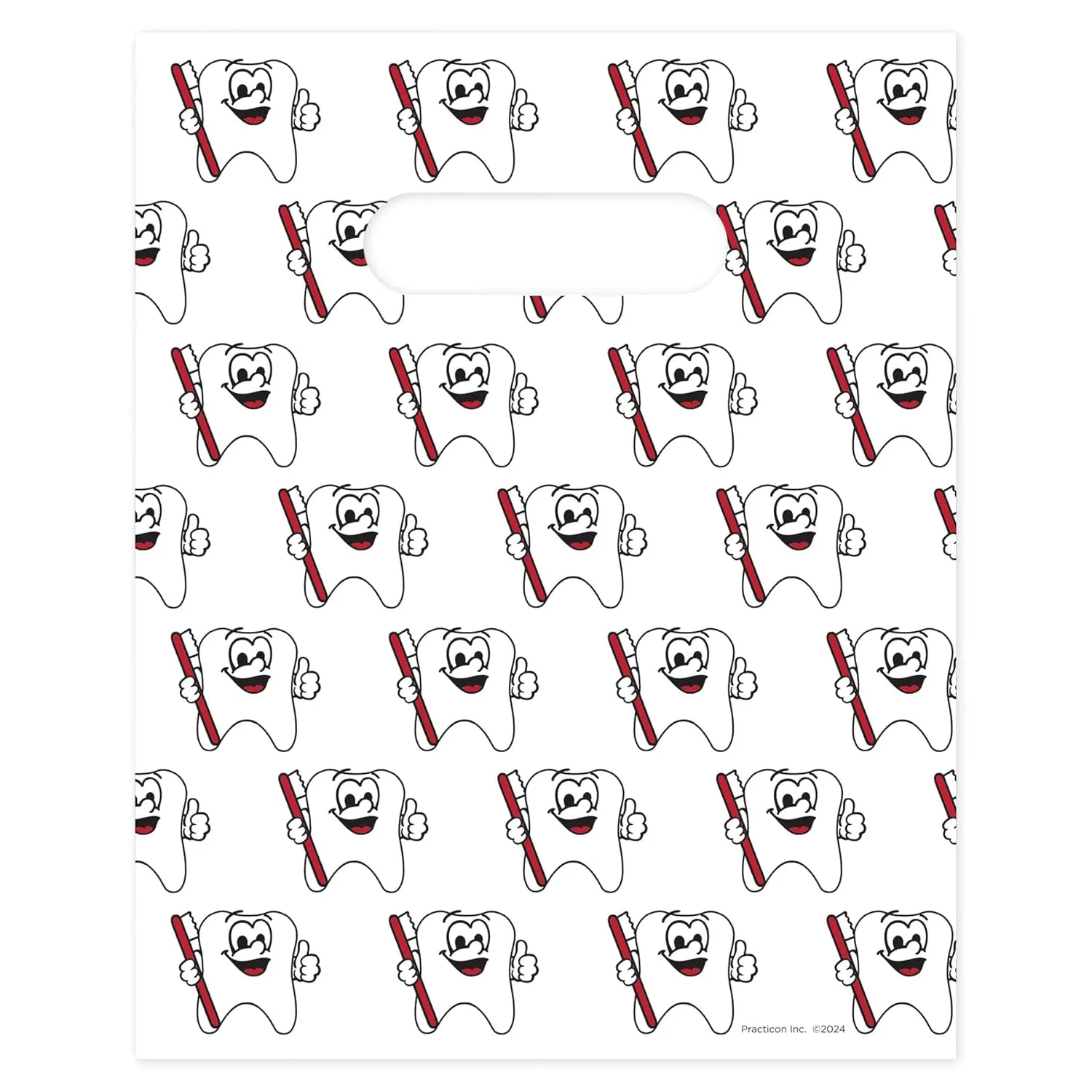 Tootie Tooth Scatter Print Dental Giveaway Bags, 8" x 10", 100 Pack