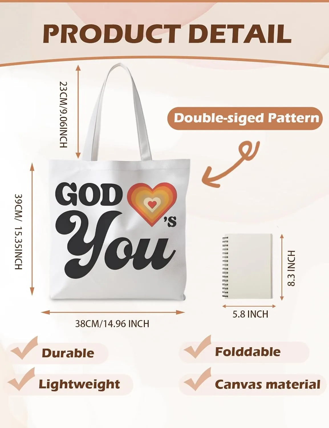 Tote Bag - Christian Gifts for Women, Canvas Bags with Bible Verse Designs