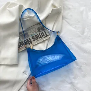 Transparent Clear Jelly Handbag Shoulder Bags for Women Elegant Evening Party Underarm Bag for