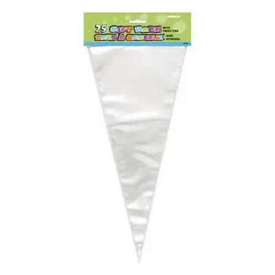 Transparent Cone Gift Bags with Twist Ties (25ct)