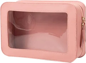 Transparent Cosmetic Bag,Transparent Makeup Bag - Cosmetic Bags with Zipper Car Organizer,Portable Makeup Organizer,Waterproof Travel Bag,Organiz, Pink, Consulte la descripción, See description
