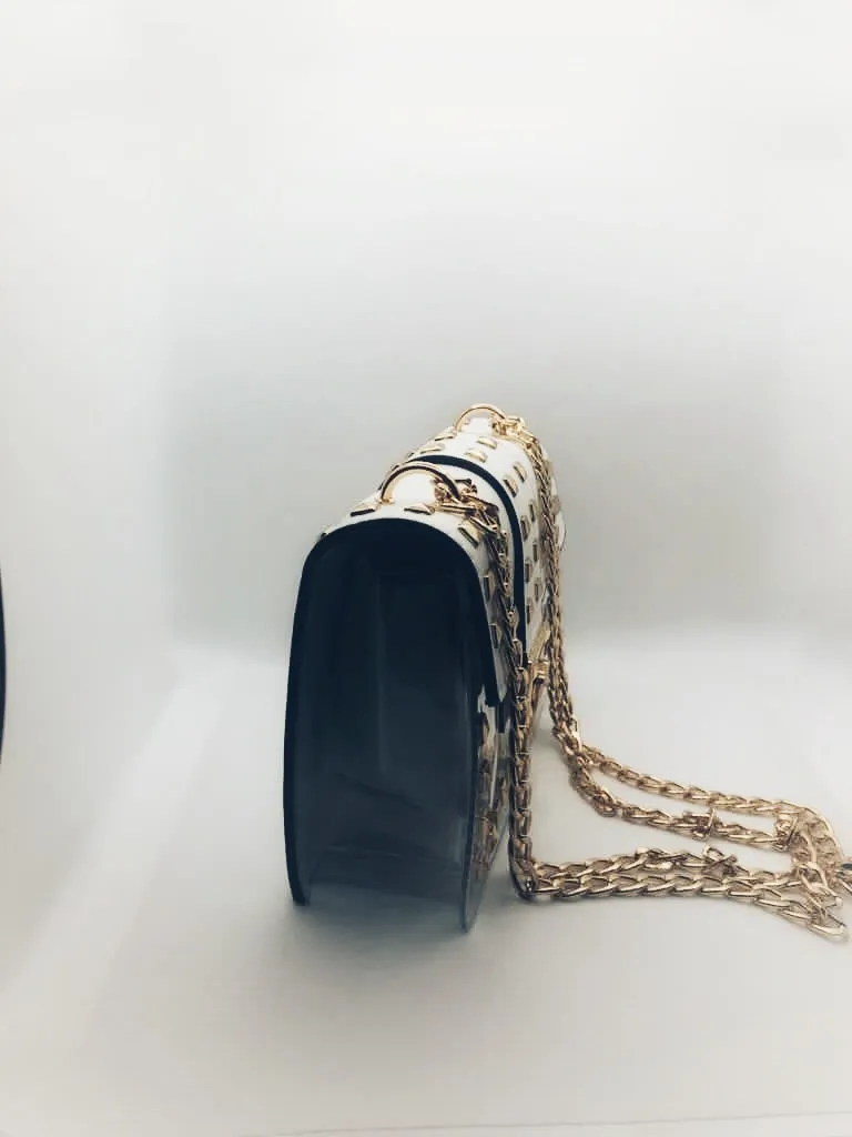Transparent Overlay Studded Fashion Bag