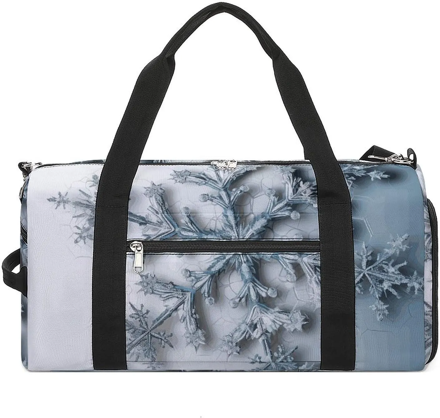 Transparent Snowflake Gym Bag Travel Duffel Bags for Men Women Large Weekender Bags Carry On Overnight Duffle Bag with Shoe Compartment for Workout