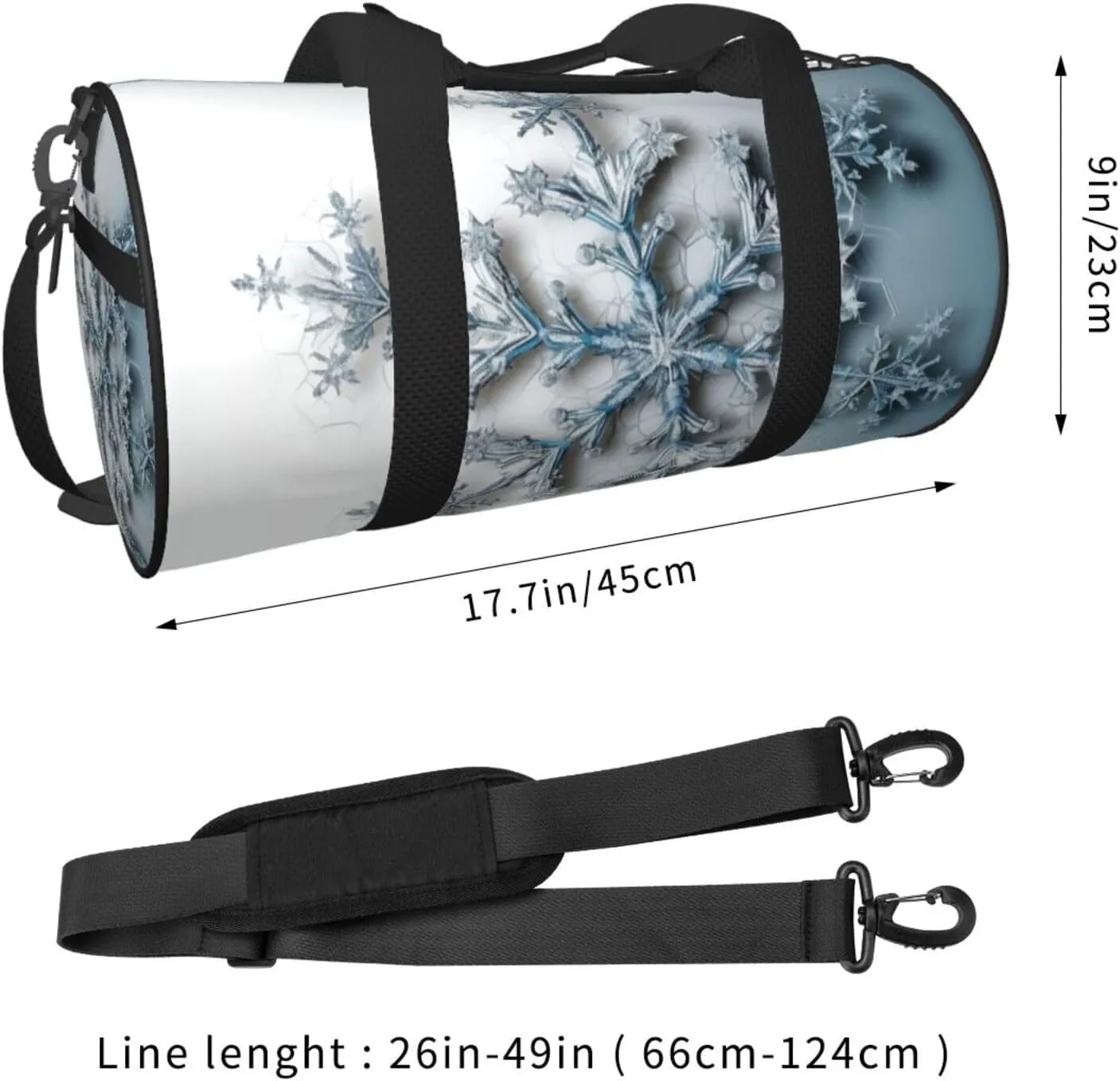 Transparent snowflake Travel Duffle Bag for Men Women Sport Gym Bag Foldable Weekender Bag Carry on Overnight Bag for Travel Swimming Basketball
