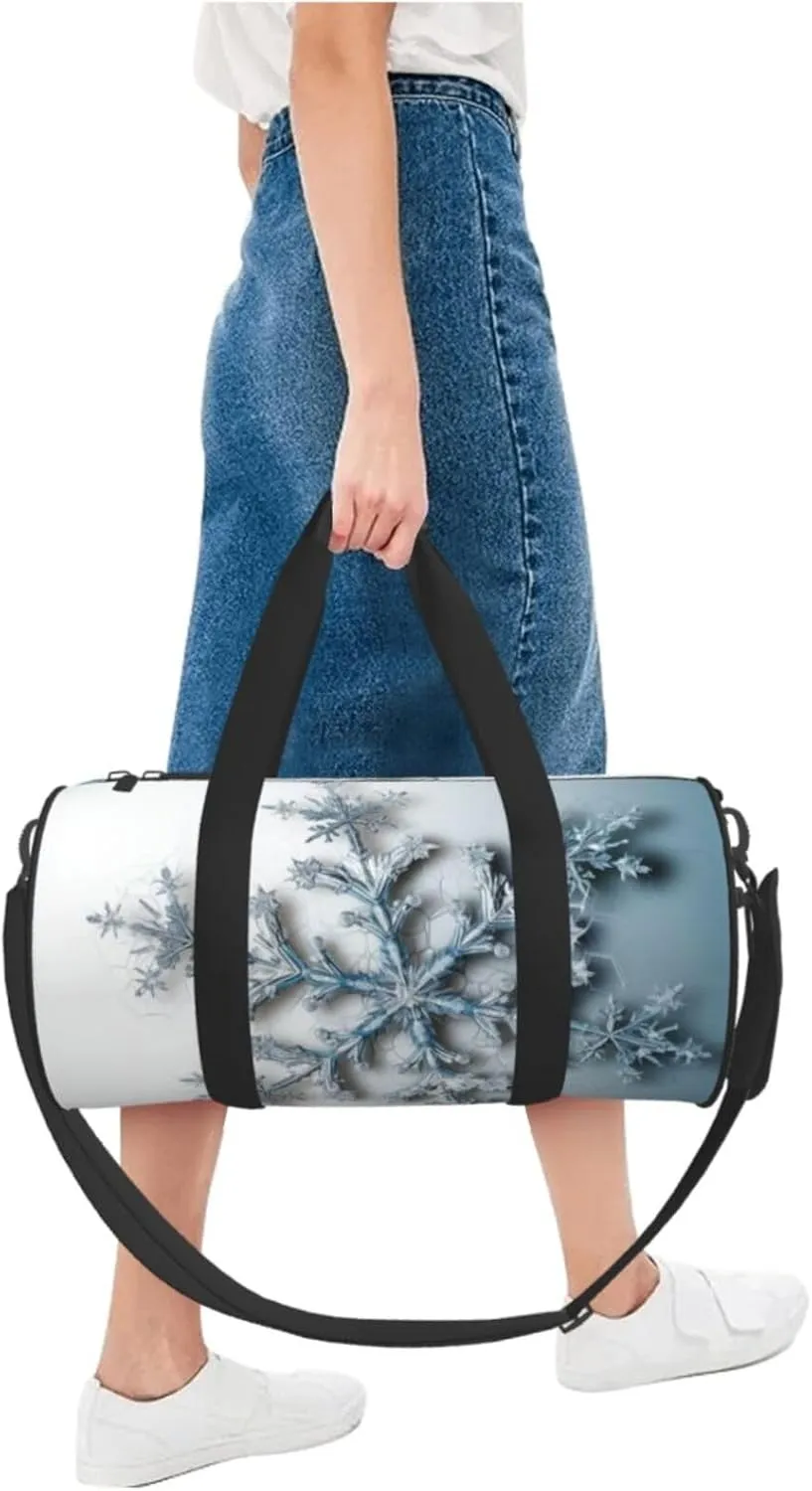 Transparent snowflake Travel Duffle Bag for Men Women Sport Gym Bag Foldable Weekender Bag Carry on Overnight Bag for Travel Swimming Basketball