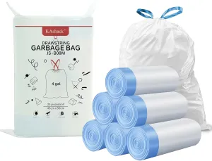 Trash Bags 4 Gallon, 250 Count Bathroom Transparent Garbage Bags, Kitchen, Bedroom, Office Waste Basket Liners With Drawstring Quickly Pack Garbage