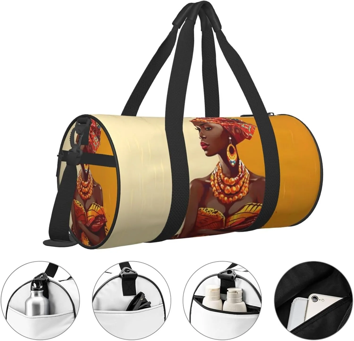 Travel Bag For Women,Traditional African Girl Painting Print Personal Item Duffle Bags,Weekend Travel Duffel Tote Bag,Travel Sport Gym Bag For Men,Airplane Travel Essentials For Flying