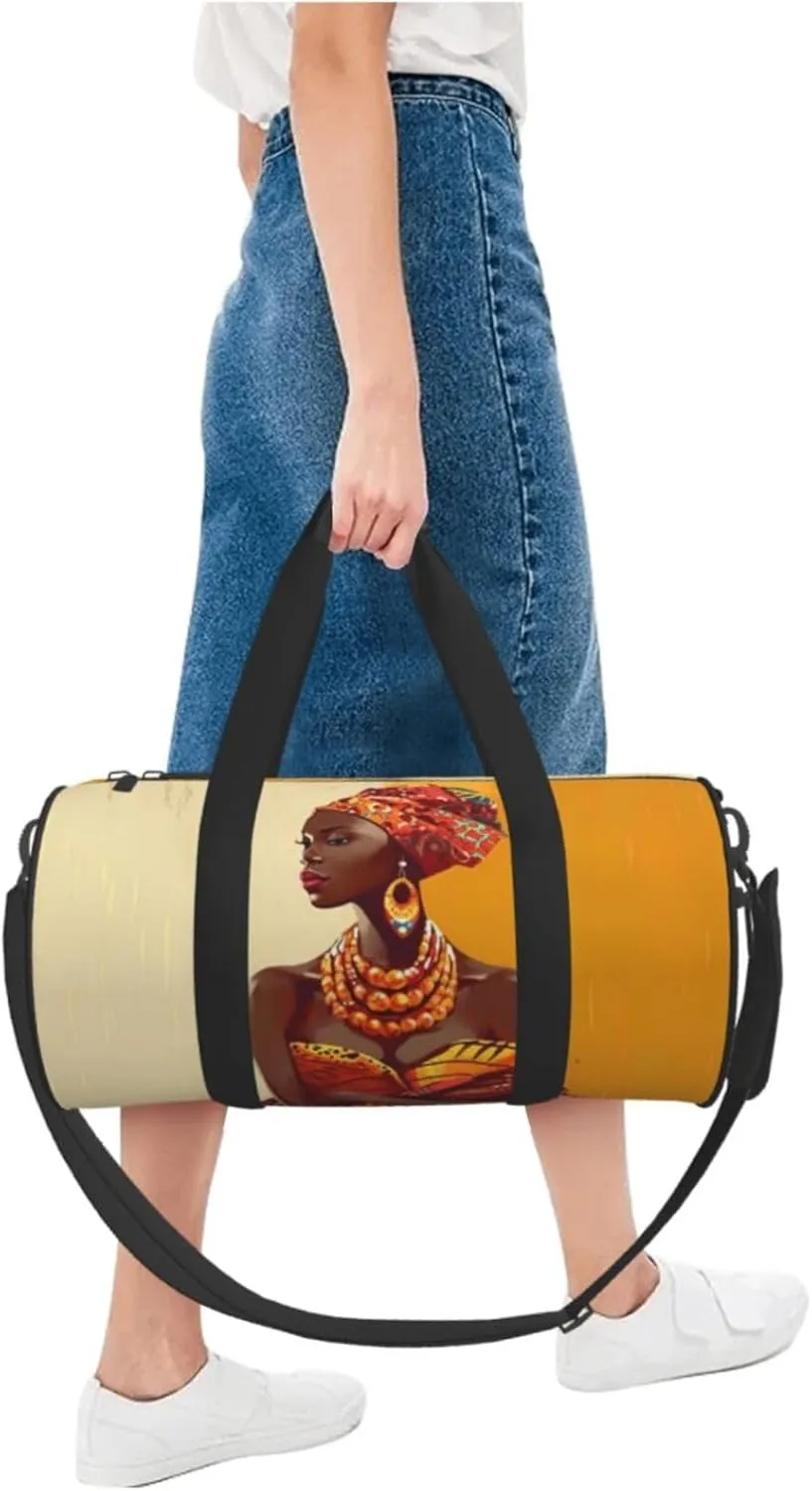 Travel Bag For Women,Traditional African Girl Painting Print Personal Item Duffle Bags,Weekend Travel Duffel Tote Bag,Travel Sport Gym Bag For Men,Airplane Travel Essentials For Flying