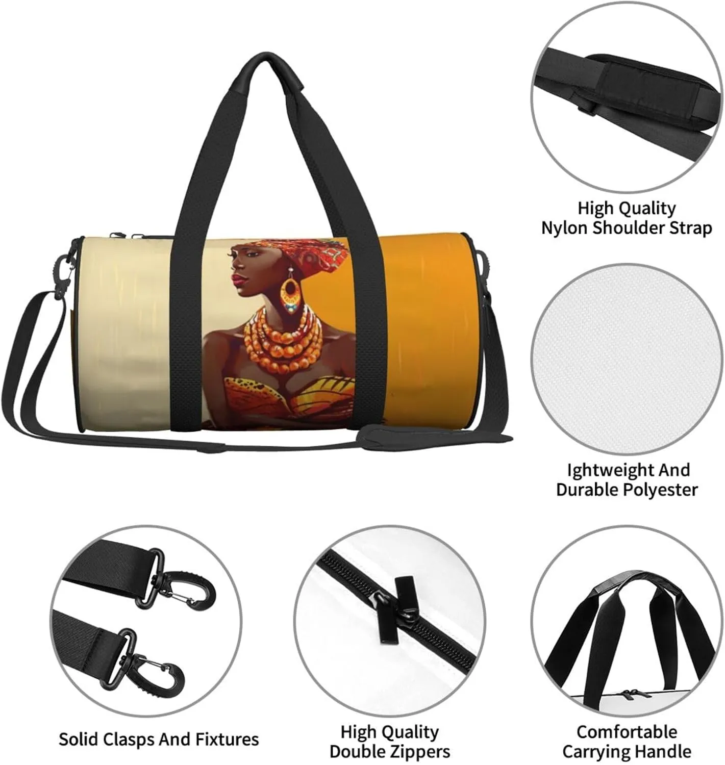 Travel Bag For Women,Traditional African Girl Painting Print Personal Item Duffle Bags,Weekend Travel Duffel Tote Bag,Travel Sport Gym Bag For Men,Airplane Travel Essentials For Flying