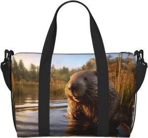 Travel Duffle Bag Weekender Bag Carry On Tote Bag Sport Gym Bag for Women Men beaver working2 Print
