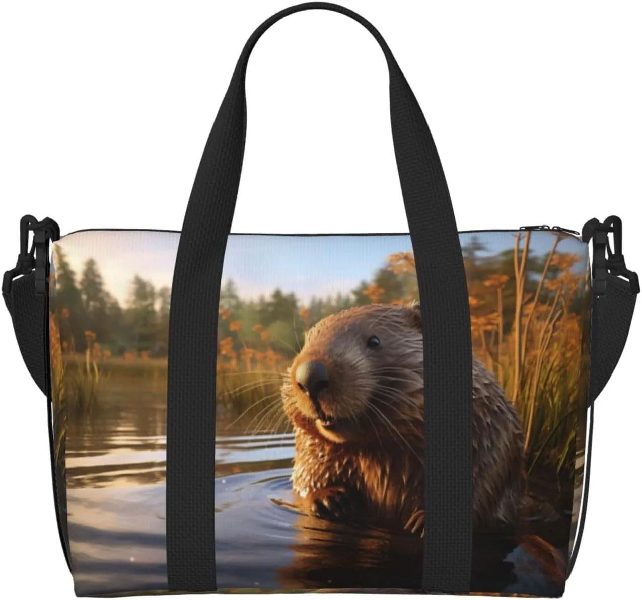 Travel Duffle Bag Weekender Bag Carry On Tote Bag Sport Gym Bag for Women Men beaver working2 Print