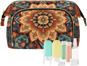Travel Makeup Bag Tribe Floral Large Capacity Cosmetic Bags for Women