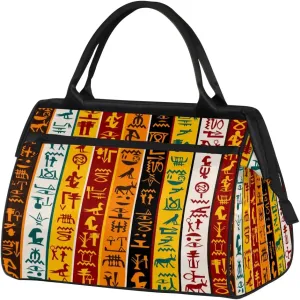 Travel Sports Bag for Women Tote Bag Abstract African Egyptian Print Carry On Duffel Gym Bag Accessories Large Weekender Essentials Ladies Beach Waterproof Bag