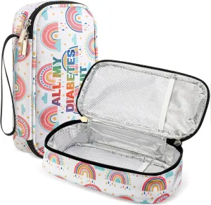 TrelaCo Insulin Cooler Travel Case Diabetic Travel Case Portable Diabetic Supplies Bag for Insulin Pen Waterproof Storage Bag for Travelling Diabetes Care Medication Diabetic Supplies(Rainbow)