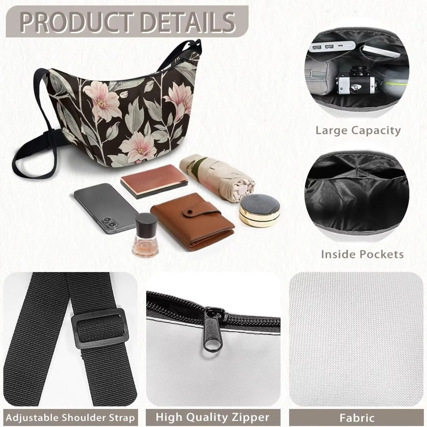 Trendy Crescent Crossbody Bag for Women Men Classic Sling Dumpling Bag Small Casual Handbag Travel Work Fanny Pack