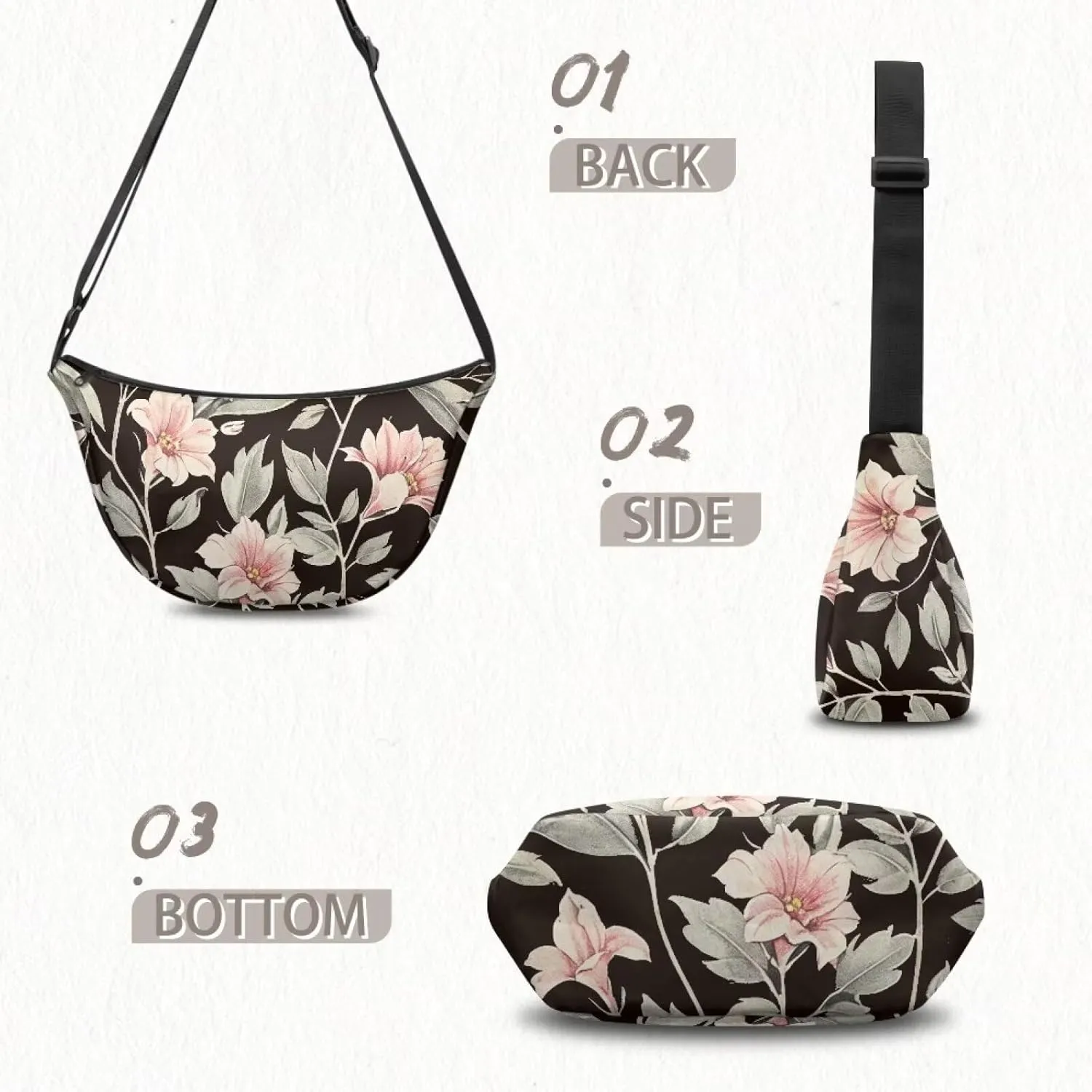 Trendy Crescent Crossbody Bag for Women Men Classic Sling Dumpling Bag Small Casual Handbag Travel Work Fanny Pack