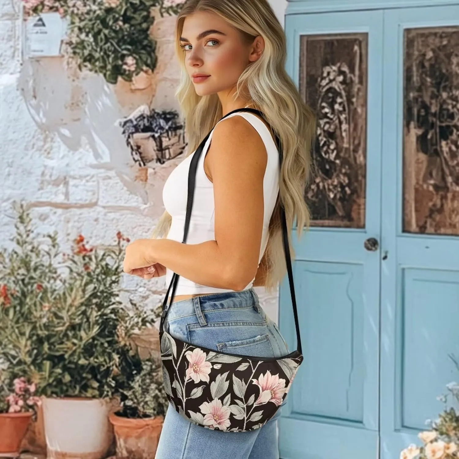 Trendy Crescent Crossbody Bag for Women Men Classic Sling Dumpling Bag Small Casual Handbag Travel Work Fanny Pack