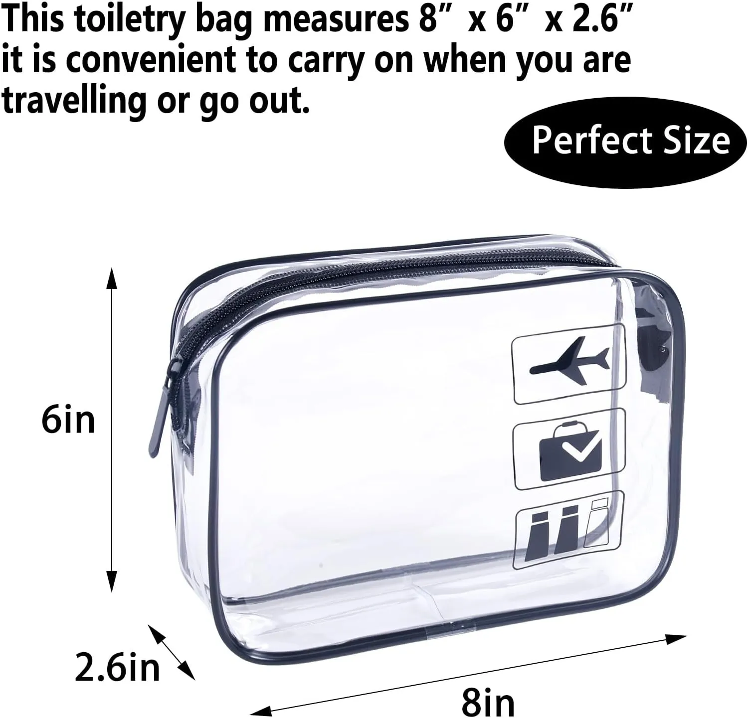TSA Approved Toiletry Bag 3Pcs - 3 Pack Clear Travel Bags for Toiletries, Carry on Airport Airline Compliant Bag,Makeup Bags Clear Toiletry bags Quart Size Travel Bag,Black