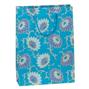 Turquoise Flower Gift Bag Med