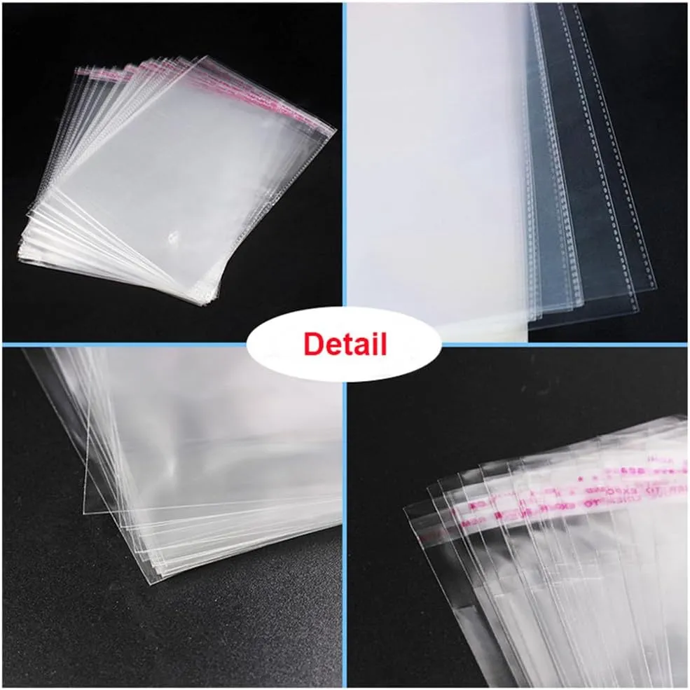 U-House Clear Cellophane Bags - 13" x 16", Resealable Self Seal OPP Poly Bags for Apparel, Party, Wedding, Gift