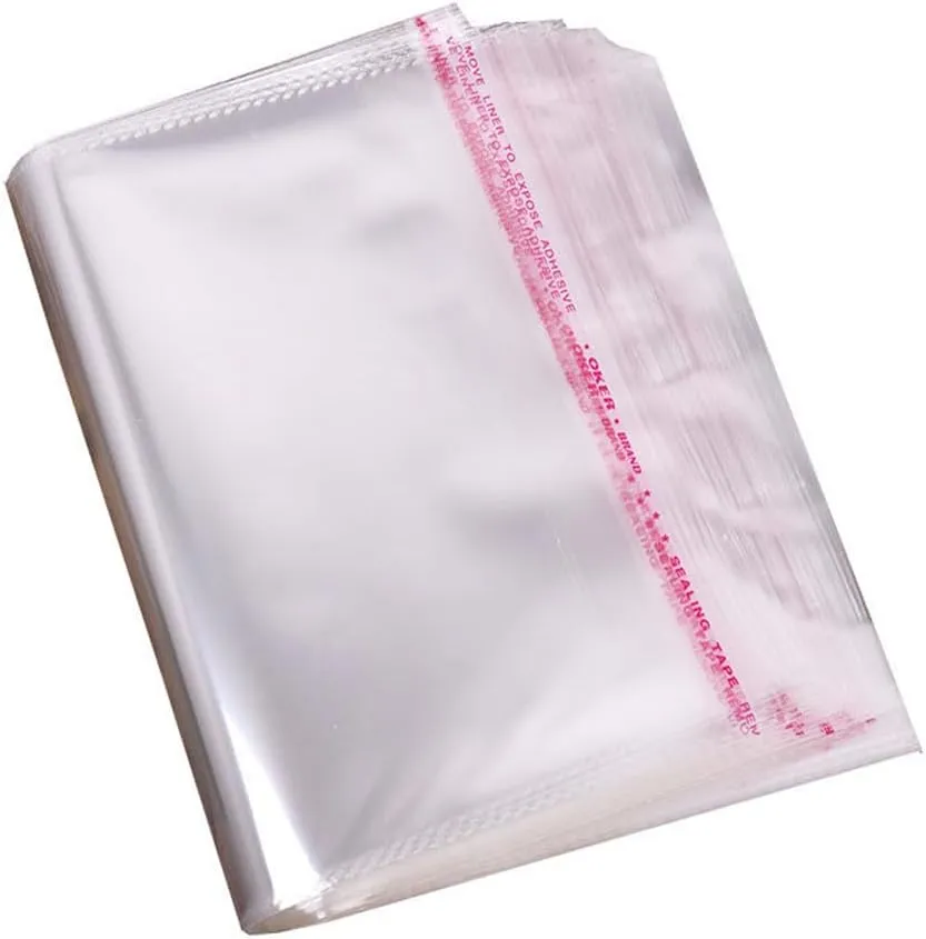U-House Clear Cellophane Bags - 13" x 16", Resealable Self Seal OPP Poly Bags for Apparel, Party, Wedding, Gift