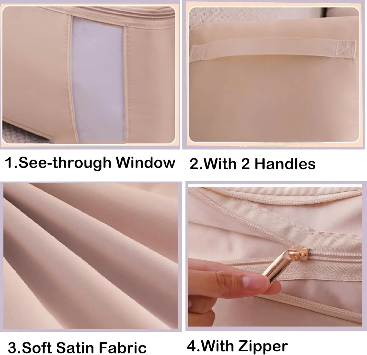 Ultra Space Saving Self Compression Organizer, 2 Pack Compression Storage Bags with Transparent Window,Space Saver Bags for Storing Clothes, Comforters, Blankets, Pillows(Pink,54x42x50cm)
