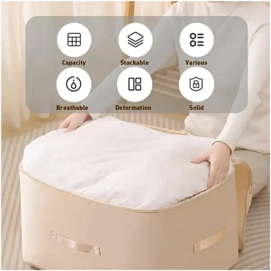 Ultra Space Saving Self Compression Organizer Compression Duvet Storage Bag Large Capacity Closet Cabinet Organizer StoragePouch(Small beige,1PCS)