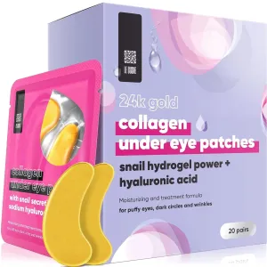 under Eye Patches - Gold under Eye Masks for Dark Circles and Puffiness - with Collagen & Amino Acids - Gifts for Women - Bridesmaid Gifts (20 Pairs)