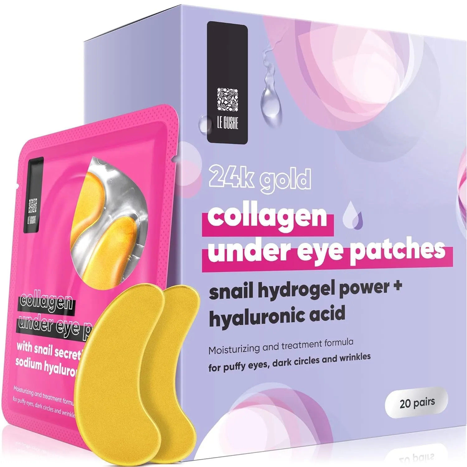 under Eye Patches - Gold under Eye Masks for Dark Circles and Puffiness - with Collagen & Amino Acids - Gifts for Women - Bridesmaid Gifts (20 Pairs)