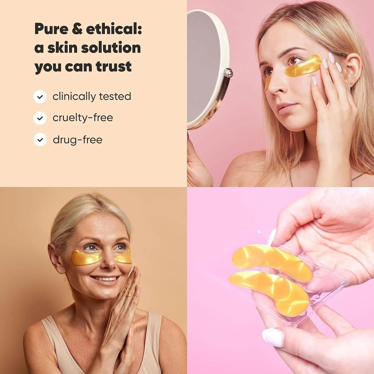 under Eye Patches - Gold under Eye Masks for Dark Circles and Puffiness - with Collagen & Amino Acids - Gifts for Women - Bridesmaid Gifts (20 Pairs)